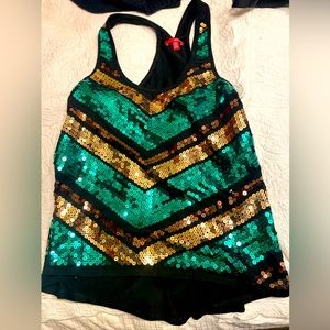 Bongo sequence tank top green and gold size medium